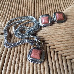 Double Strand, Silver and Gold Choker With Pendant